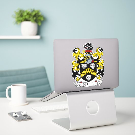 Hill Family Crest Sticker (Laptop op bureau)