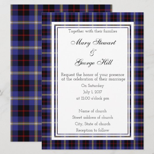 Hill Scottish Wedding Invitation Kaart (Voorkant / Achterkant)