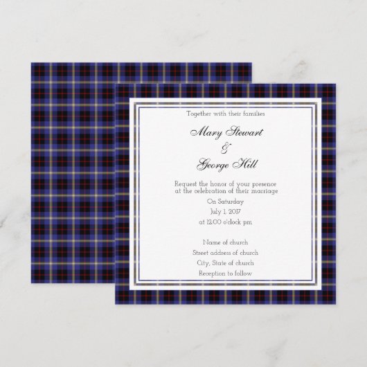 Hill Scottish Wedding Square Invitation Kaart (Voorkant / Achterkant)