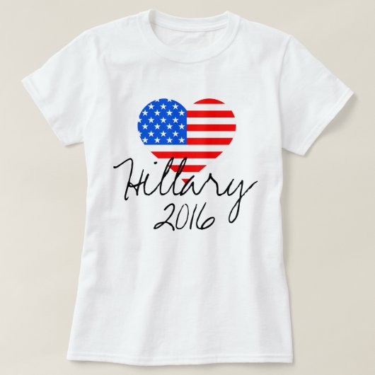 Hillary 2016: Amerikaanse hartvlag T-shirt voor da (Design voorkant)