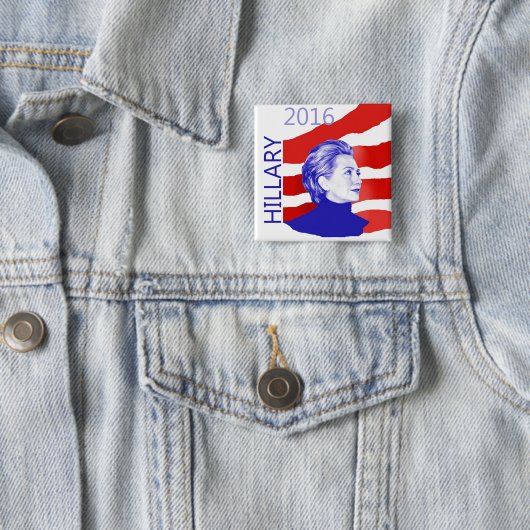 Hillary 2016-Button Vierkante Button 5,1 Cm (In situ)