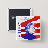 Hillary 2016-Button Vierkante Button 5,1 Cm (Voorkant /achterkant)