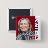 Hillary 2016-Button Vierkante Button 5,1 Cm (Voorkant /achterkant)