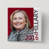 Hillary 2016-Button Vierkante Button 5,1 Cm (Voorkant)