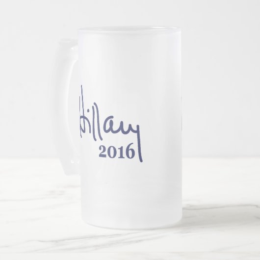 Hillary 2016 Handtekening Matglas Bierpul (Voorkant links)