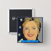 HILLARY 2016! HET IS TIJD VIERKANTE BUTTON 5,1 CM (Voorkant /achterkant)