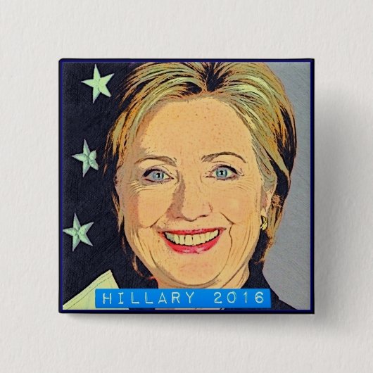 HILLARY 2016! HET IS TIJD VIERKANTE BUTTON 5,1 CM (Voorkant)