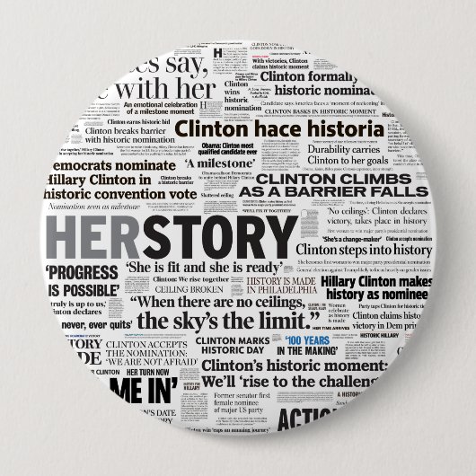 Hillary 2016 Historic Headline Button (Voorkant)