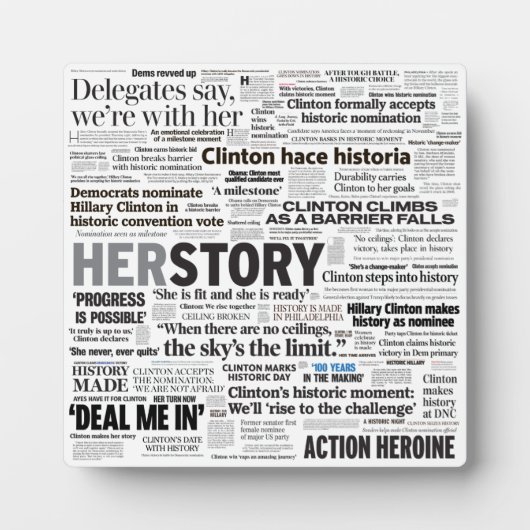 Hillary 2016 Historic Headline Collage Fotoplaat (Voorkant)