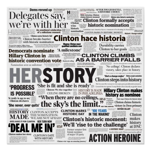 Hillary 2016 Historic Headline Collage Poster (Voorkant)
