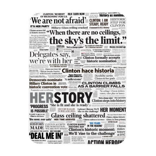Hillary 2016 historische headline magneet (Verticaal)