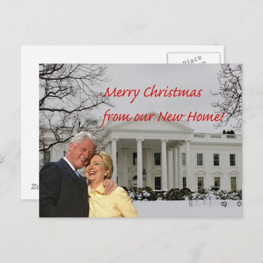 Hillary & Bill New Address Aankondigingskaart (Voorkant / Achterkant)