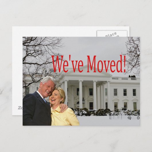 Hillary & Bill New Address Christmas Card Briefkaart (Voorkant / Achterkant)