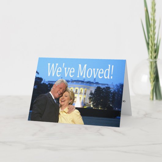 Hillary & Bill New Address Kerstmis Feestdagen Kaart (Voorkant)