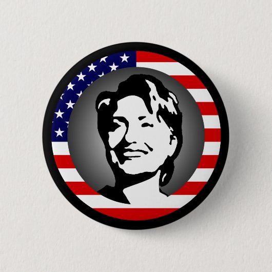 Hillary clinton 08. amerikaanse vlag. ronde button 5,7 cm (Voorkant)