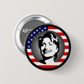Hillary clinton 08. amerikaanse vlag. ronde button 5,7 cm (Voorkant /achterkant)