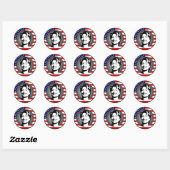Hillary Clinton 08, Amerikaanse vlag. Ronde Sticker (Vel)