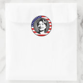 Hillary Clinton 08, Amerikaanse vlag. Ronde Sticker (Tas)