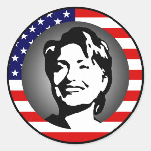 Hillary Clinton 08, Amerikaanse vlag. Ronde Sticker