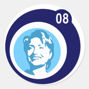 Hillary clinton 08. blauwe bellen ronde sticker