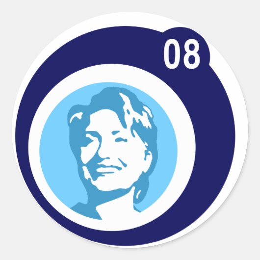 Hillary clinton 08. blauwe bellen ronde sticker (Voorkant)