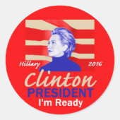 Hillary CLINTON 2016 Ronde Sticker (Voorkant)