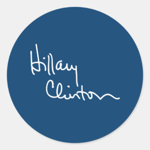 Hillary Clinton Autograaf (wit) -.png Ronde Sticker