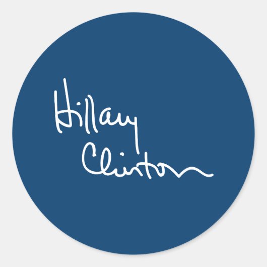 Hillary Clinton Autograaf (wit) -.png Ronde Sticker (Voorkant)