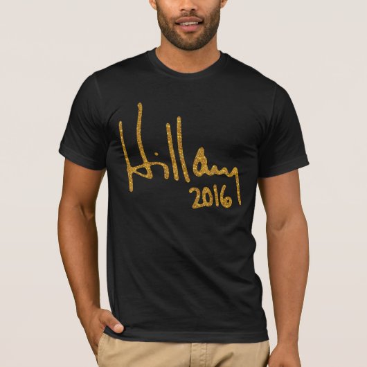 Hillary Clinton Autograph Faux Gold Glitter T-shirt (Voorkant)