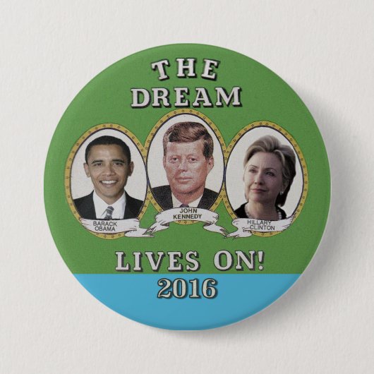 Hillary Clinton, Barack Obama en John Kennedy Ronde Button 7,6 Cm (Voorkant)