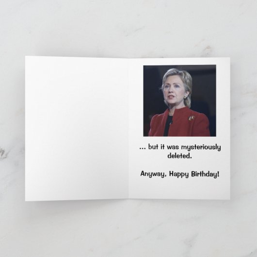 Hillary Clinton Birthday Card Kaart (Binnen)