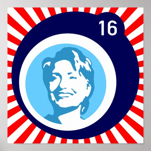 hillary clinton blauwBubble redRays Poster (Voorkant)