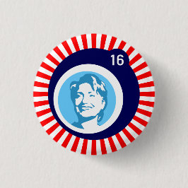 hillary clinton blauwBubble redRays Ronde Button 3,2 Cm