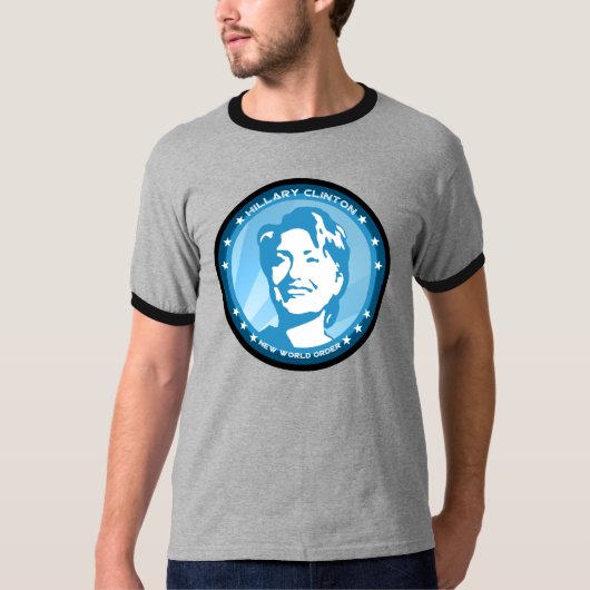 hillary clinton : blauwe stralen : t-shirt (Voorkant)