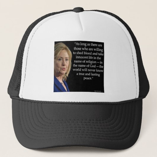 Hillary Clinton Bloed Religie Citaat Trucker Pet (Voorkant)