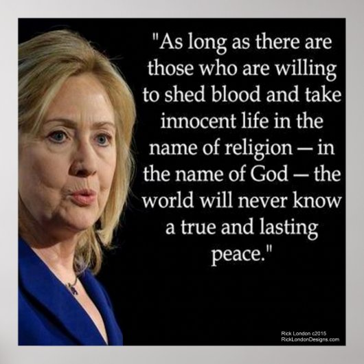 Hillary Clinton & Bloed/Religie Quote Poster (Voorkant)