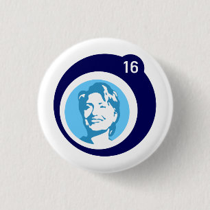 Hillary Clinton Blue Bubble Ronde Button 3,2 Cm