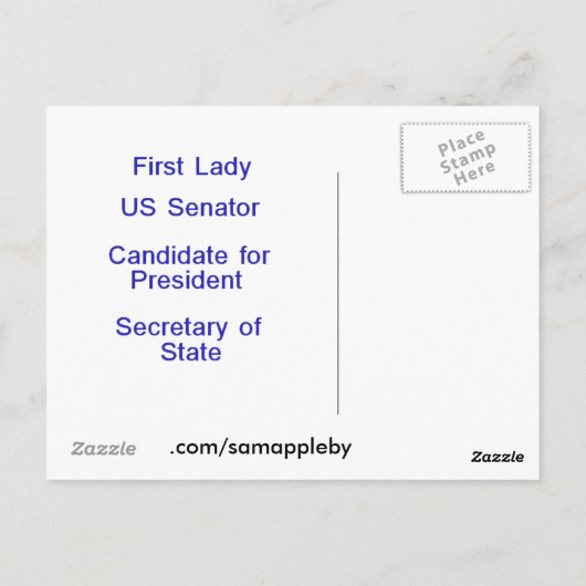 Hillary Clinton Briefkaart (Achterkant)