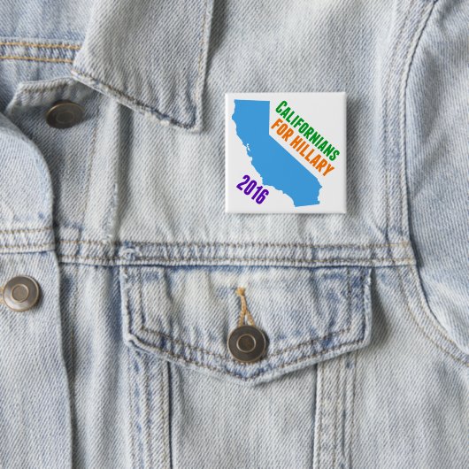 Hillary Clinton California Vierkante Button 5,1 Cm (In situ)
