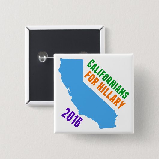 Hillary Clinton California Vierkante Button 5,1 Cm (Voorkant /achterkant)