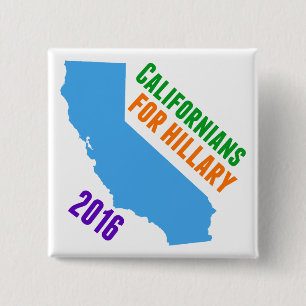 Hillary Clinton California Vierkante Button 5,1 Cm