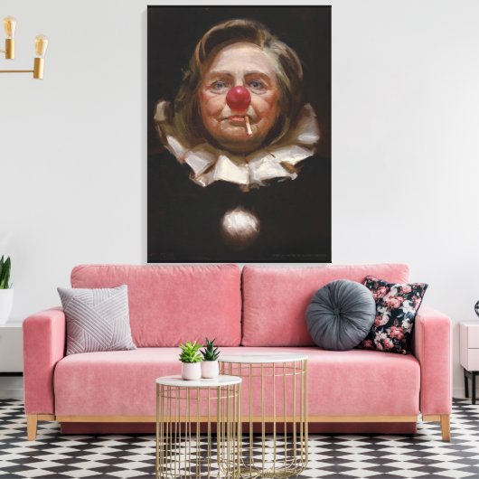 Hillary Clinton Clown door Tony Pro Canvas Afdruk (Insitu (Woonkamer))
