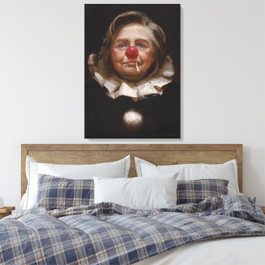 Hillary Clinton Clown door Tony Pro Canvas Afdruk (Insitu (Slaapkamer))
