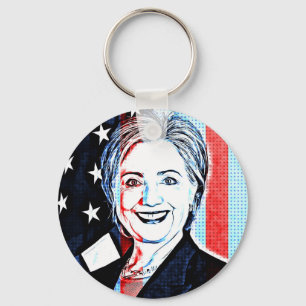 Hillary Clinton Digitale Pop Art Sleutelhanger