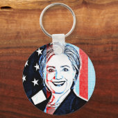 Hillary Clinton Digitale Pop Art Sleutelhanger (Voorkant)