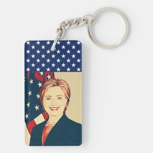 Hillary Clinton Digitale Pop Art Sleutelhanger (achterkant)