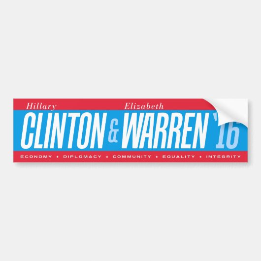 Hillary Clinton - Elizabeth Warren Bumpersticker (Voorkant)