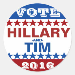 Hillary Clinton en Tim Kaine 2016 Ronde Sticker