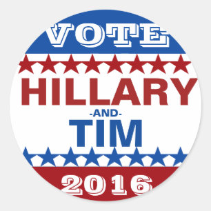 Hillary Clinton en Tim Kaine 2016 Ronde Sticker