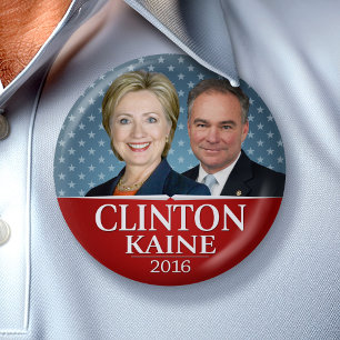 Hillary Clinton en Tim Kaine Jugate Photo Stars Ronde Button 7,6 Cm